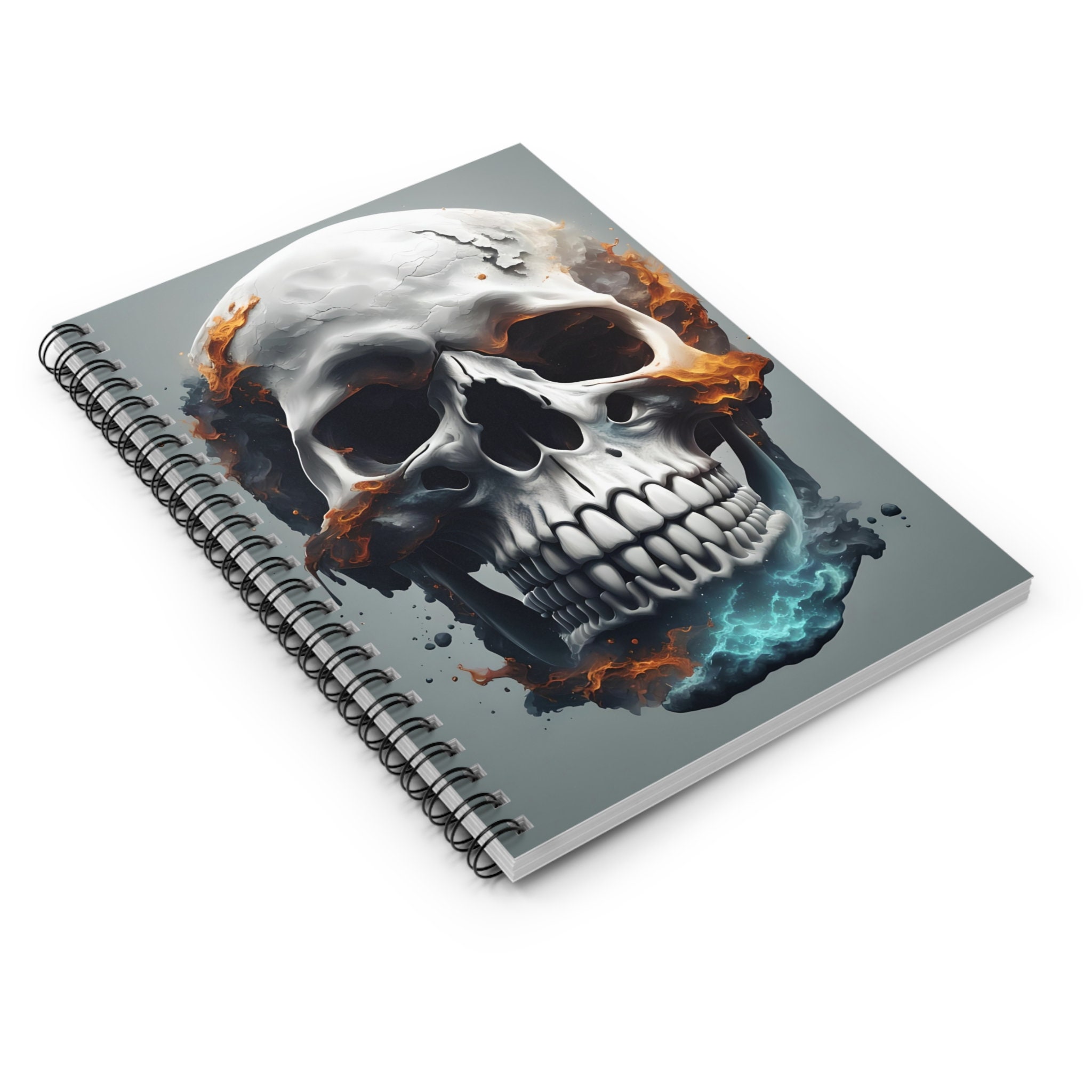 Skull Notebook, 3D Skull Spiral Notebook - Ruled Line, Skull Diary ...