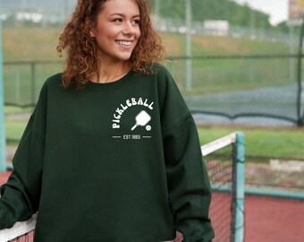 Pickleball Embroidered Crew Neck Sweatshirt | Pickleball Gift | Pickleball Unisex Sweatshirt