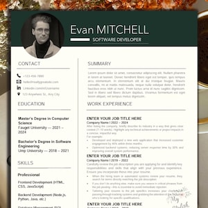 Plantilla de CV profesional para Google Docs y MS Word, plantilla de CV y carta de presentación, CV minimalista, plantilla de CV profesional moderna
