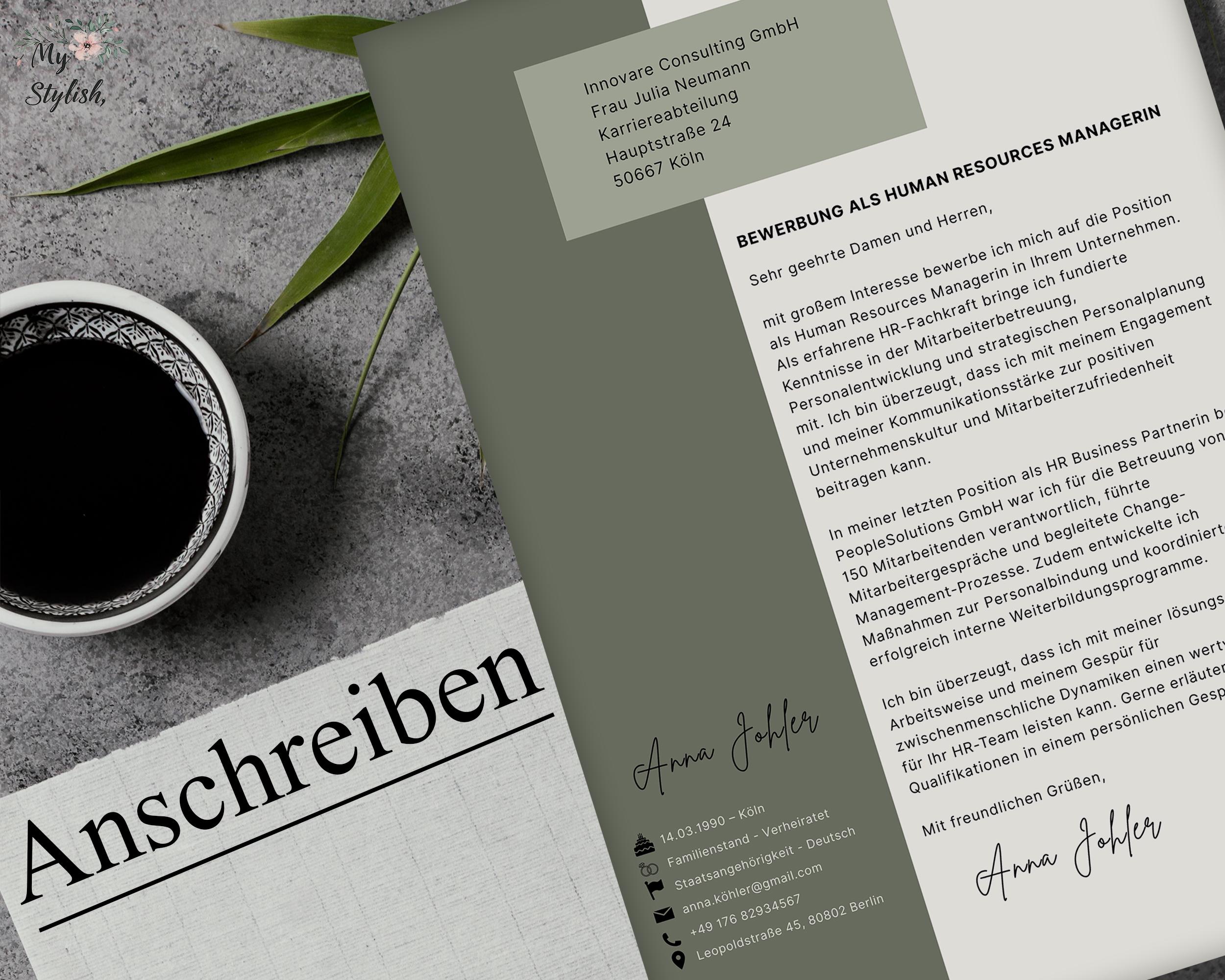 German Resume Template (modern Style) – Editable in Canva | A4 CV ...
