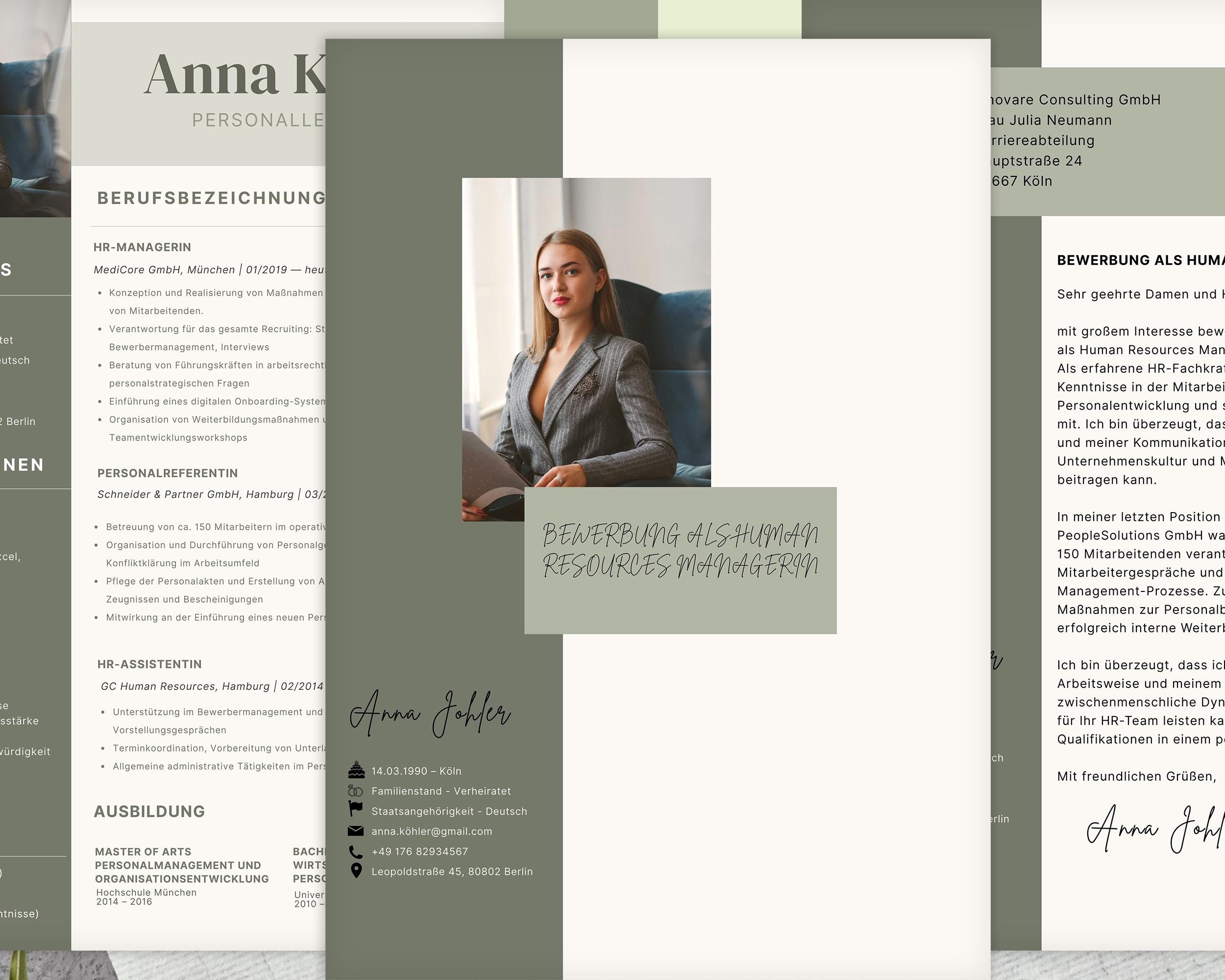 German Resume Template (modern Style) – Editable in Canva | A4 CV ...
