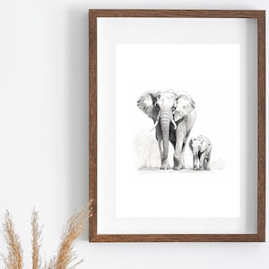 Minimalist Art | Nature Sketch | Elephant Sketch | Nature Art | Black and White Prints | Safari Art | Digital Art | PRINTABLE Digital | 010
