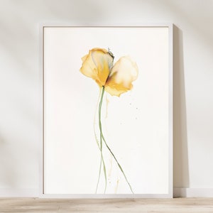 Minimalist Art | Nature Watercolor | Poppy Watercolor | Nature Art | Watercolor Print | Home Decor| Farmhouse | PRINTABLE Digital | 031