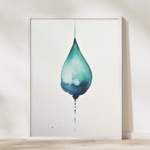 Minimalist Art | Nature Watercolor | Waterdrop Watercolor | Abstract Water Watercolor | Beach Art | Home Decor | PRINTABLE Digital | 095