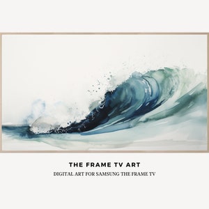Samsung The Frame TV Art | Digital TV Art | Downloadable Minimalist TV Art | Wave Watercolor | Wall Art | Water | Ocean Watercolor | 094