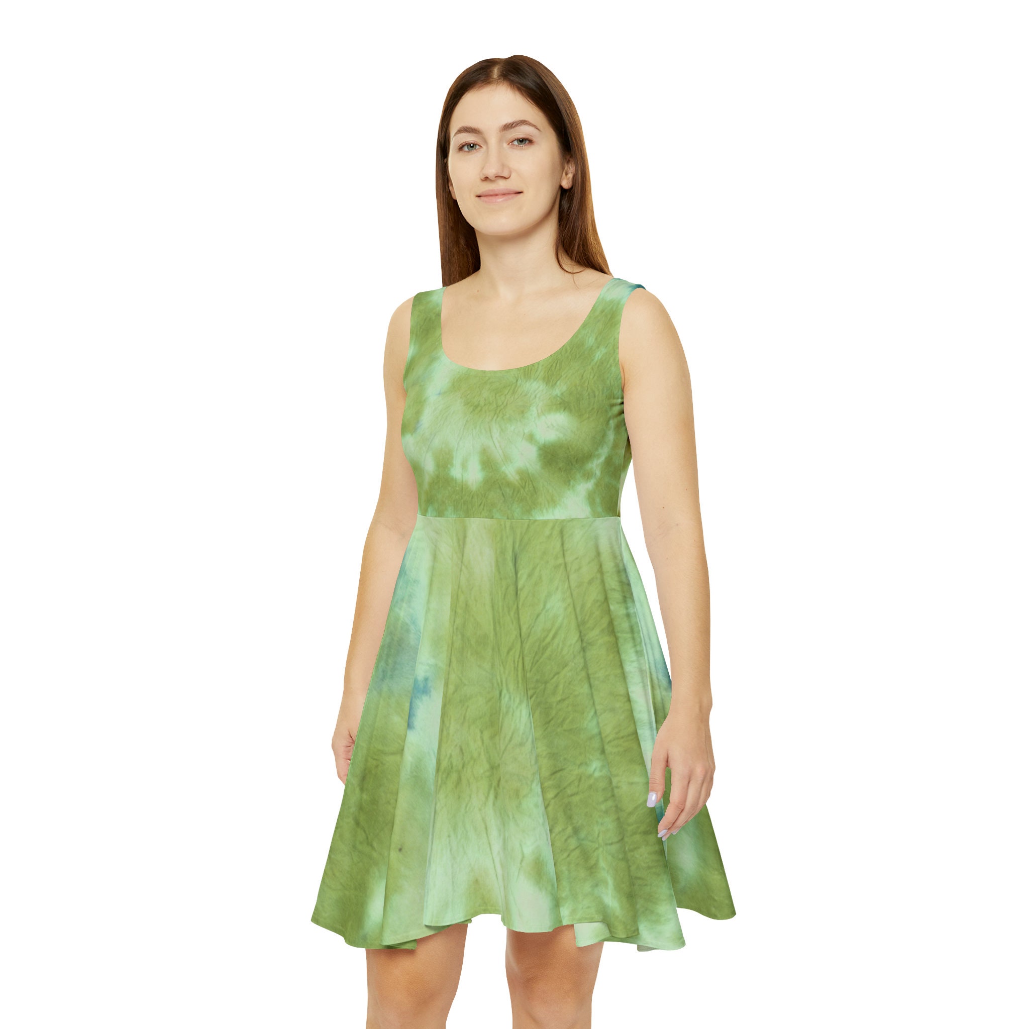 green emerald velvet dress Trippy UV/RGB Reactive All-Over Festival Skater Dress main image 1