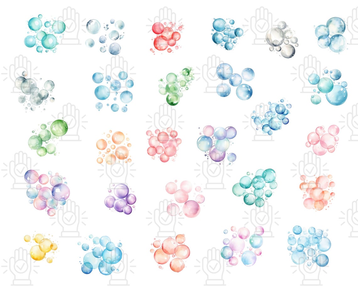 Watercolor Bubbles Clipart Set, Soap, Foam Water Bubble, Transparent ...