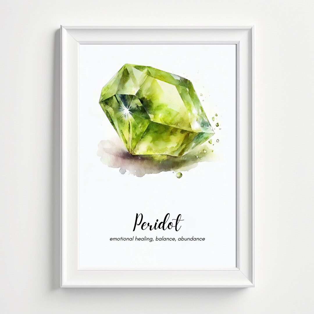 Peridot Digital Download Mineral Art Print Crystal Painting Printable ...