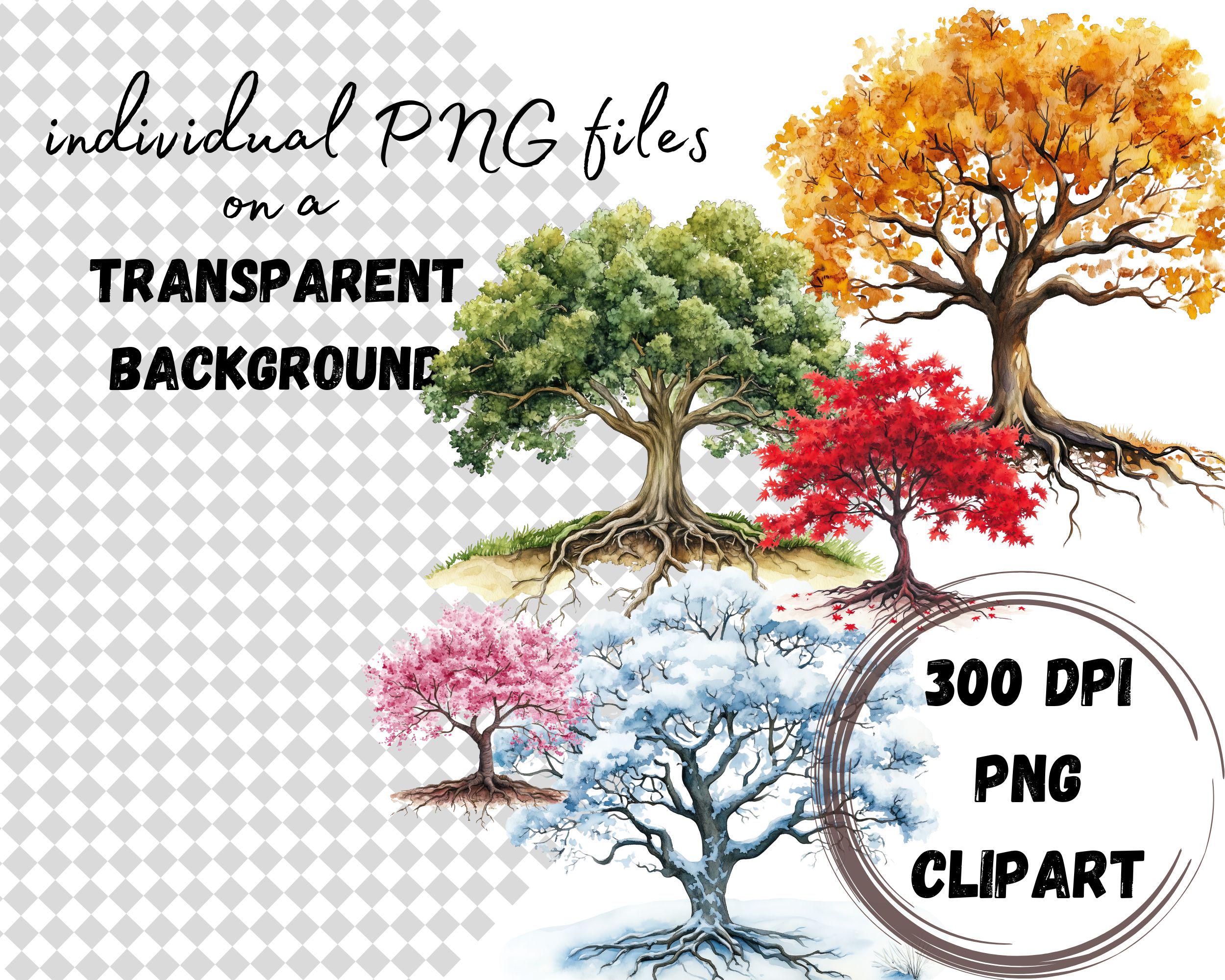Watercolor Trees and Roots Clipart, Mystical, Generational, Family ...
