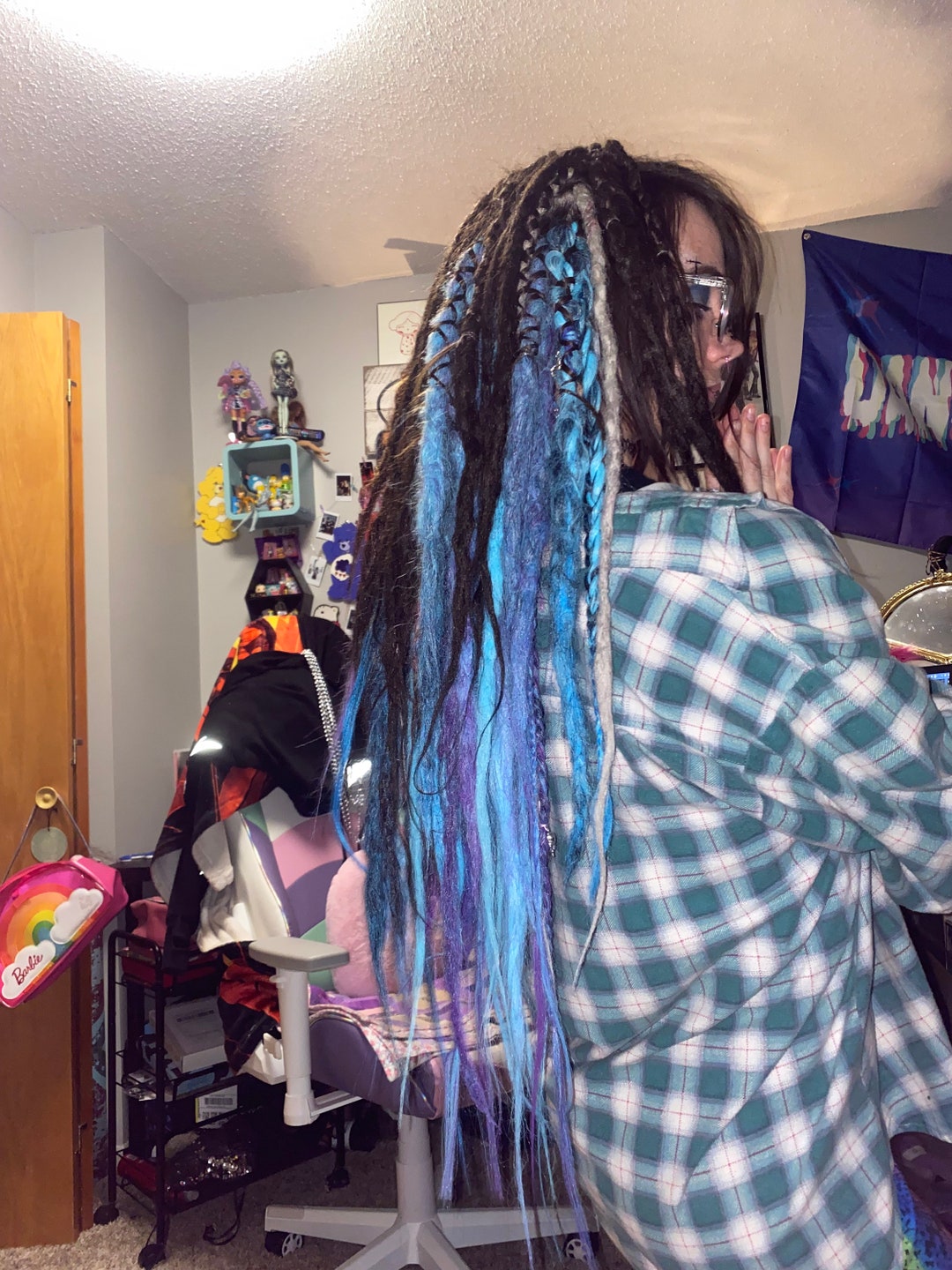 Reusable DE MONSTERS Inc Dreads and Textured Charm Braids Mixed Aqua