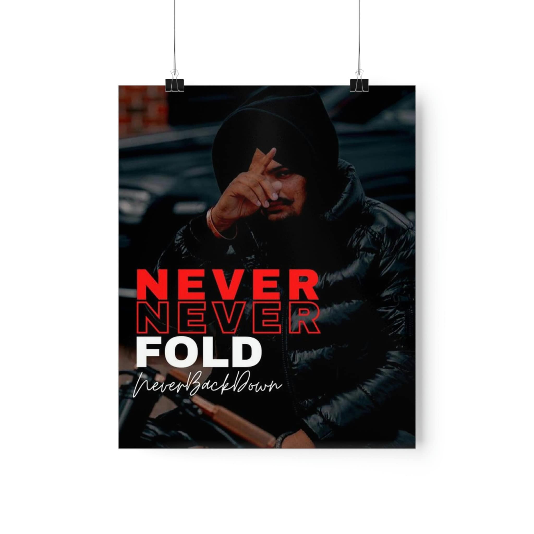 Buy Sidhu Moose Wala Poster Never Fold Never Back Down Online in India Etsy