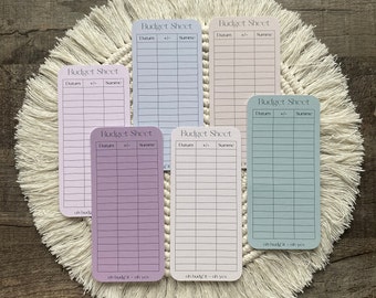 Budget Sheet A6, rounded, in six colors/budget, save/envelope method/suitable for A6 foil envelopes