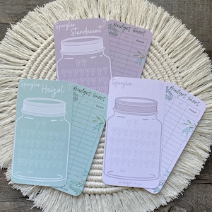 Savings glass personalized including budget sheet/tracker/saving pot/challenge/piggy bank/budget binder/budgeting/envelope method