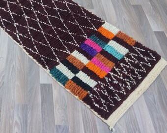 BEAUTIFUL Beni Ourain Runner, hallway rug, Custom Moroccan Rug, Colorful Wool Rug, Berber Runner Rug, Handmade Rug, Bohemian Rug, Teppich