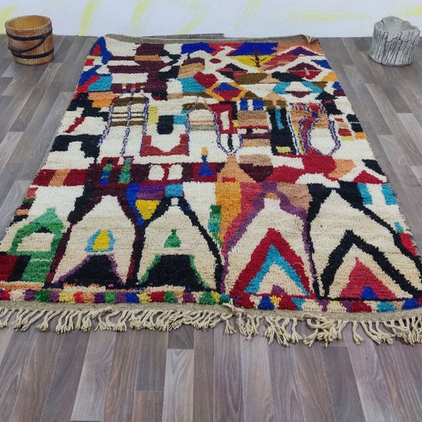 Colorful Custom Beni Ouarain Rug, Moroccan Handmade Carpet, Birthday Gift Rug, Afrikesh Rug, Large Moroccan Rug, kitchen colorful Runner rug