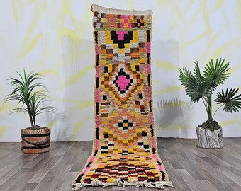 Luxurious Beni Ourain Runner Rug-Colorful Runner Rug-2x9 Hallway Runner Rug-Berber Yellow Runner Rug-Handwoven Runner-Washable Runner Rug