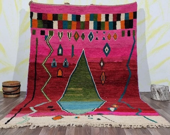 PINK MOROCCAN RUG- Beni ourain rug- Berber Custom Moroccan rug- Handmade rug- Bohemian rug- Wool Berber rug- Made to measure rug- Azilal rug