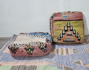 Moroccan Floor pouf  ,Vintage Moroccan Pouf, Floor carpet pouf , Berber Moroccan Floor cushion ,Colorful pouf .