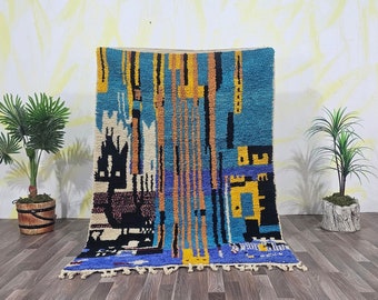 Wool Rug Blue - Handmade Wool Carpet - Custom Rugs For Living Room - Handwoven Rug Abstract - Home Decor And Gifts - Gifts - Blue Area Rugs