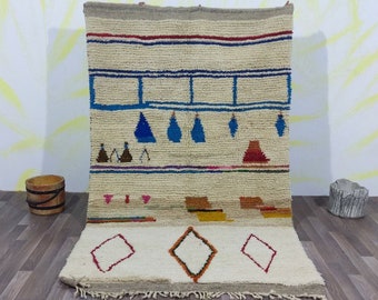 Hermosa alfombra de lana multicolor, alfombra bereber increíble personalizada, alfombra bereber Boujaad colorida, alfombra marroquí Cusom Beni Ourain, alfombras geométricas únicas