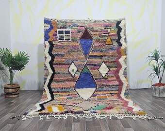 Beautiful Beni Ourain Rug Custom, Hand Made Wool Rug, Amazing Berber Custom Rug, Multi Colored Moroccan Rug,Azilal Rug Runner,Mrirt Wool Rug