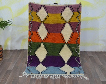 COLORFUL MOROCCAN RUG, Moroccan Handmade Rug, Colorful Custom Rug, Boujaad area Rug, Handmade Sheep Wool Carpet, Berber Rug, Area Wool Rug