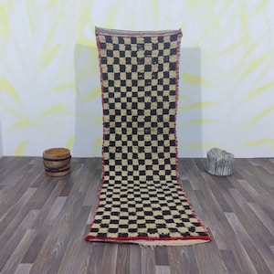 Checkered Runner Rug, Outdoor Furniture, Home Decor Rug,Handmade Wool Runner,2x9 Checkered Rug Runner,Amazing Hallway Rug,Azilal Vintage Rug zdjęcie 2