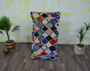 2x5 ft Boucharouite Hallway Runner- Moroccan Style Rug- Bedroom Rug- Bohemian Rug- Rug for Gift- Colorful Moroccan Rug- Vintage Carpets