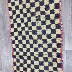 Checkered Runner Rug, Outdoor Furniture, Home Decor Rug,Handmade Wool Runner,2x9 Checkered Rug Runner,Amazing Hallway Rug,Azilal Vintage Rug zdjęcie 7