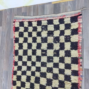 Checkered Runner Rug, Outdoor Furniture, Home Decor Rug,Handmade Wool Runner,2x9 Checkered Rug Runner,Amazing Hallway Rug,Azilal Vintage Rug zdjęcie 8