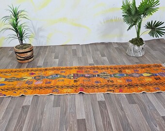 Authentique tapis orange du Maroc - Tapis berbère - Authentique tapis boujaad - Magnifique tapis Beni ourain - Tapis en laine coloré