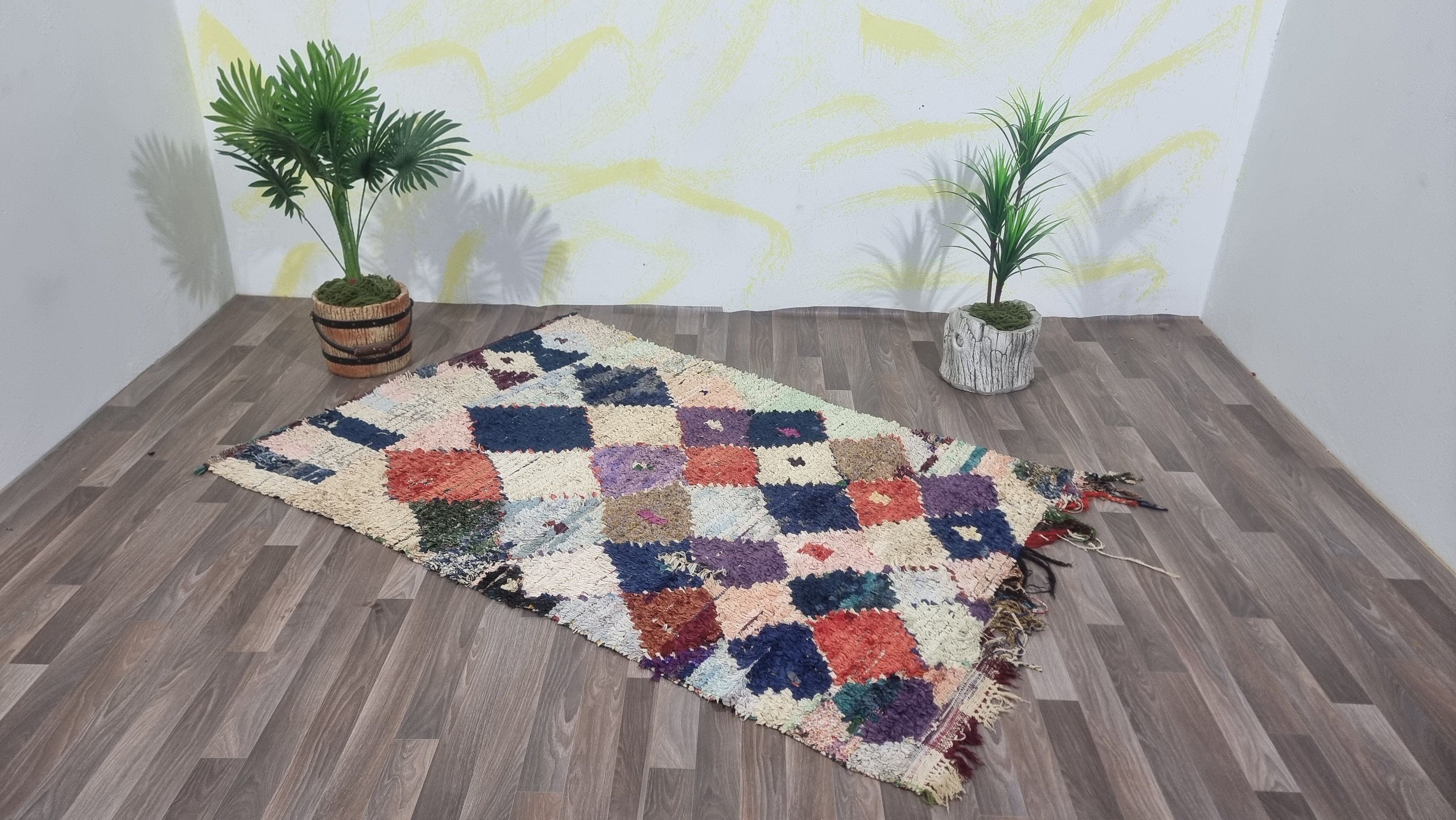 ヴィンテージトライバルラグ 149×200 パッチワーク　民族柄手織りカーペット ヴィンテージトライバルラグ 149×200 パッチワーク 民族柄手織り