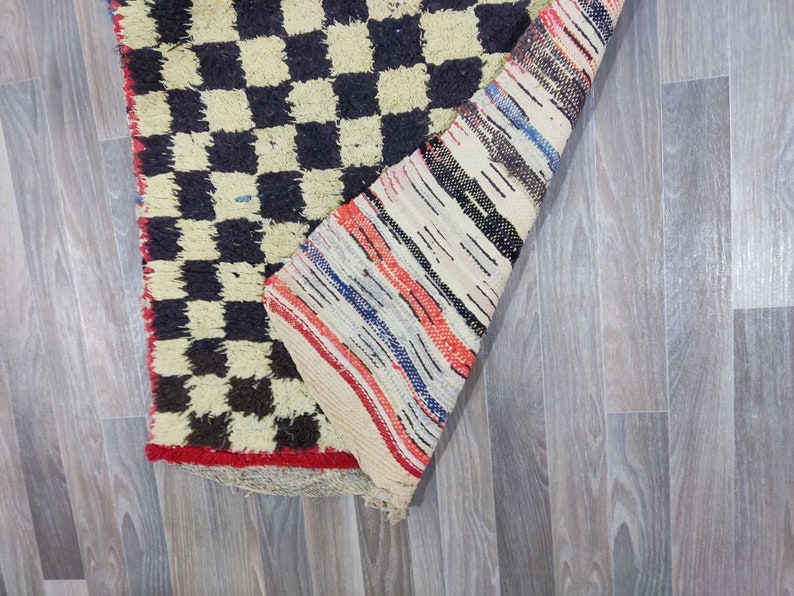 Checkered Runner Rug, Outdoor Furniture, Home Decor Rug,Handmade Wool Runner,2x9 Checkered Rug Runner,Amazing Hallway Rug,Azilal Vintage Rug zdjęcie 10