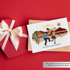 Je t'aime carte pour partenaire, carte de voeux imprimable cow-girl je t'aime, carte de vie ensemble, carte de voeux petit ami petite amie, carte romantique