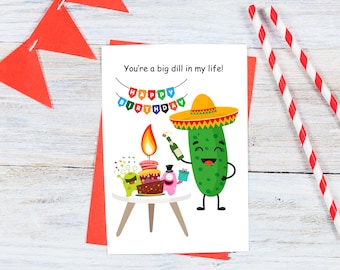 Funny Pickle Birthday Card: Instant Download 5x7 (PDF)