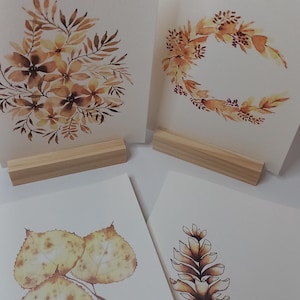 Paquet de 4 cartes de voeux florales aquarelles, cartes vierges peintes à la main