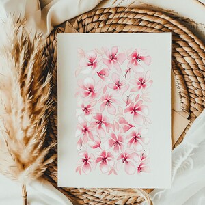 Carte aquarelle élégante de fleurs de cerisier - Art botanique floral rose pour des voeux de printemps