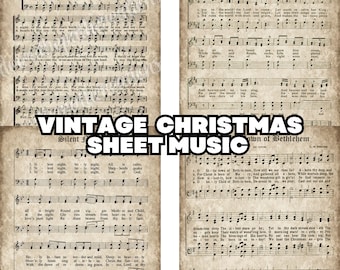 Vintage Christmas Sheet Music, Christmas Digital Art, Digital Wall Art, Digital downloads, Digital Art prints, christmas art, digital art