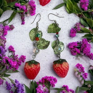 Cute Strawberry Dangle Earrings For Women - Alloy Stud Fruit Jewelry For Party, Vacation, Gift - View #12