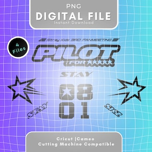 Stray Kids SKZ 5 Star Pilot, Fan Meet, archivo digital PNG de cinco estrellas para la máquina de corte Cricut Cameo, haga su propia mercancía kpop, bolsos, camisas