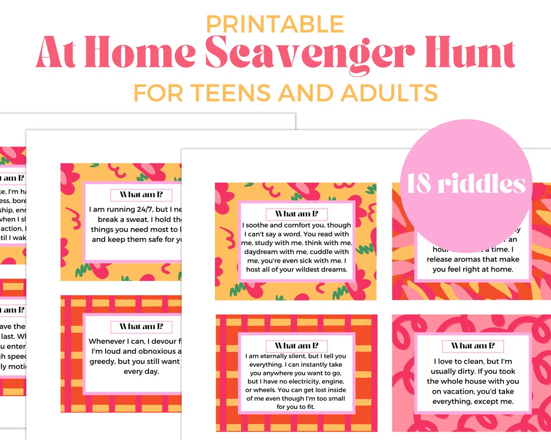Printable at Home Scavenger Hunt for Adults Birthday Etsy