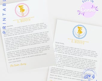 Editable Easter Bunny Letter, Personalized Easter Bunny Letters to Kids, Easter Basket Filler for Kids, Edit in Canva, Christian Easter