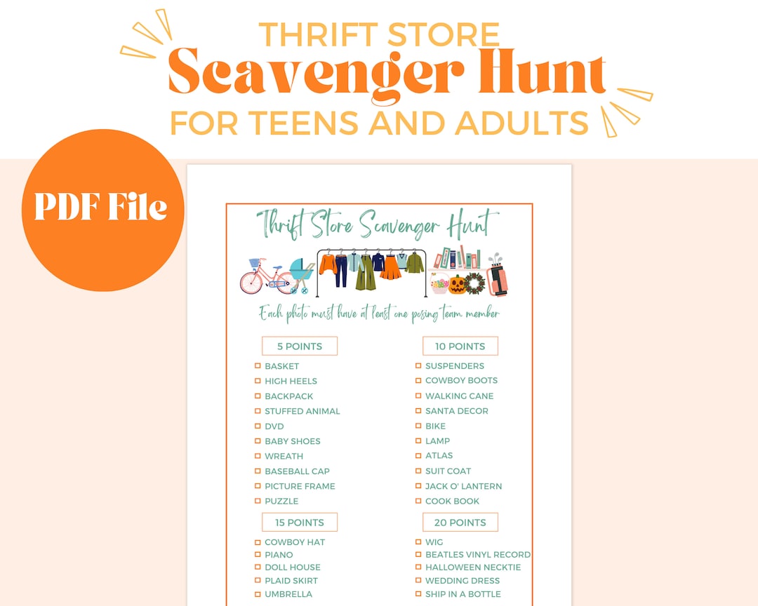 Printable Thrift Store Scavenger HuntScavenger Hunt Etsy Printable Thrift Store Scavenger HuntScavenger Hunt Etsy