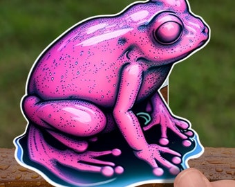 Vinylsticker roze kikker | Laptop, bidonsticker
