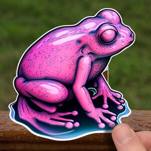 Pink Frog Vinyl Sticker Decal Frog Vinyl Sticker | Water Bottles, Laptops, and Notebooks - Perfect for Frog Lovers!