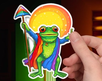 Rainbow Pride Frog Sticker | Waterproof Vinyl LGBTQ+ Decal