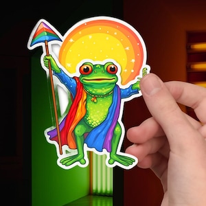 Autocollants de grenouille d'amour arc-en-ciel de qualité supérieure | Décalques de fierté LGBTQ + pour une déclaration colorée