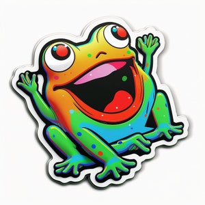 Joyous Frog Vinyl Sticker Decal Bubble-free  | Water Bottles, Laptops, and Notebooks - Perfect for Frog Lovers!