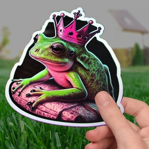 Premium Queen Elizabeth frog Bubble-free stickers  | Water Bottles, Laptops, and Notebooks - Perfect for Frog Lovers!