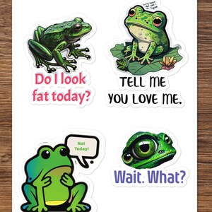 Funny Cute Frog Memes Stickers for Water Bottles, Laptops, and Notebooks - Perfect for Frog Lovers!  Laptop sticker Water Bottle Sticker